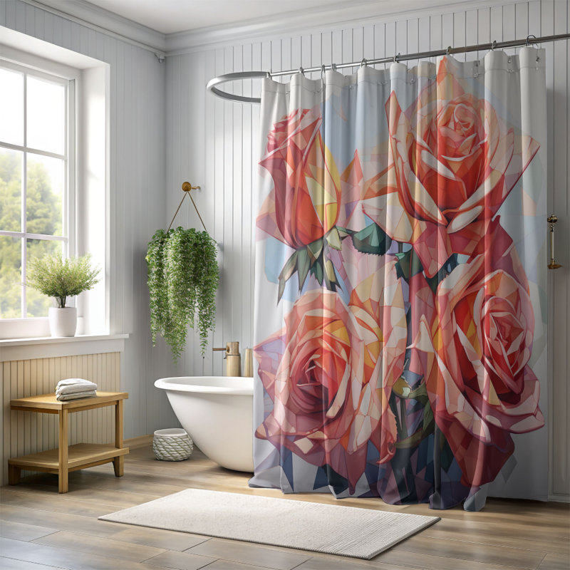 Rideau de douche standard 1 pièce Structured Blossoms, H 74 po x l 71 po