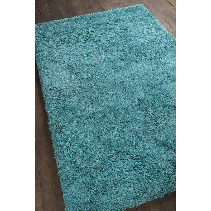 Tapis de zone turquoise tissé à la main Garretson, Rectangle 9 pi x 13 pi