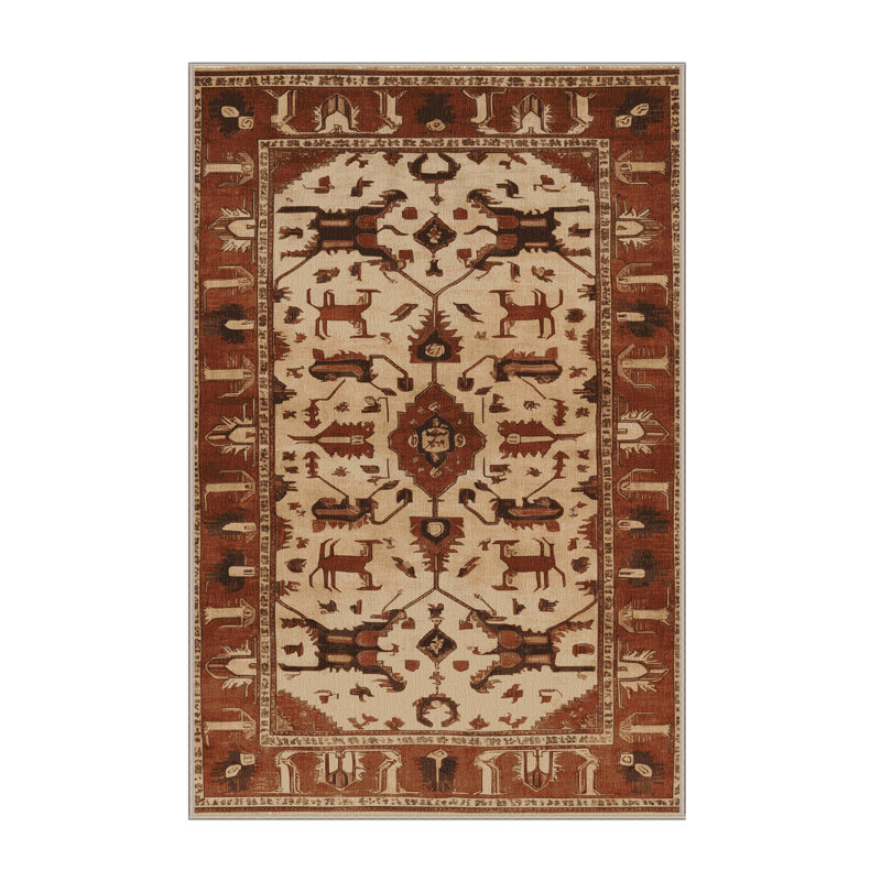Machine Washable Persian Brown Area Rug, Runner 2' x 5'