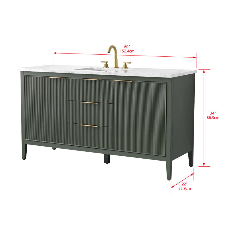 Emma 60" W Single Vanity, Vintage Green/Brushed Bronze