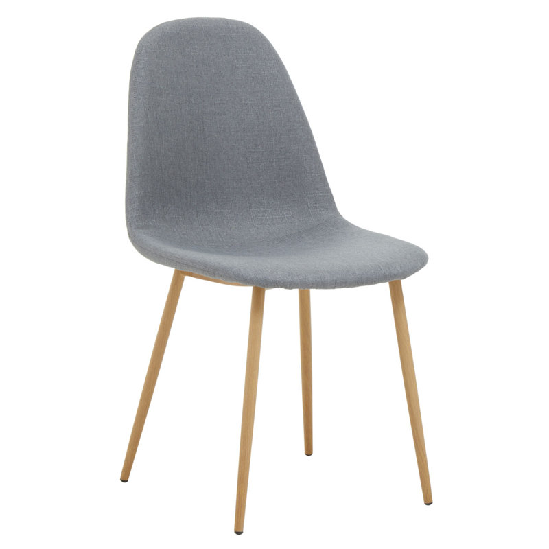Autrey 47cm H Polyester Blend Upholstered Side Chair, Grey, Gold