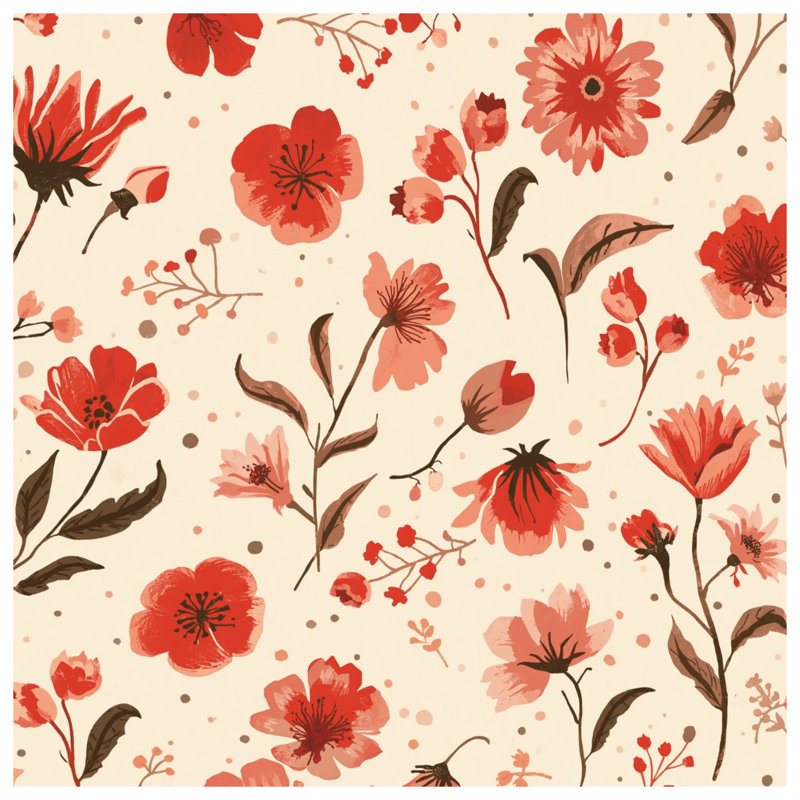 Couvertures à motif floral rouge, 50in W x 60in H