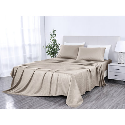 Bibb Home 1000 Thread Count 100% Egyptian Cotton Stripe Sheet Set