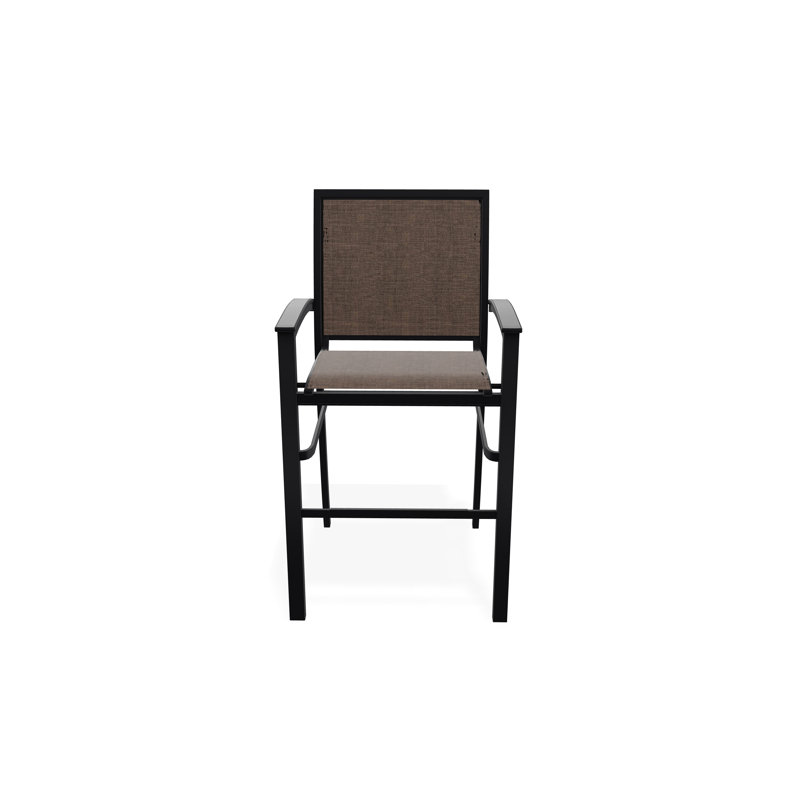 Chaise de café empilable en aluminium Bazza, Noir, Moka Sunbrella®