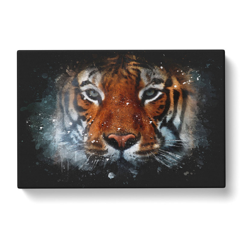Tiger In The Blue - Wrapped Canvas Painting, 50cm H x 76cm W x 3cm D