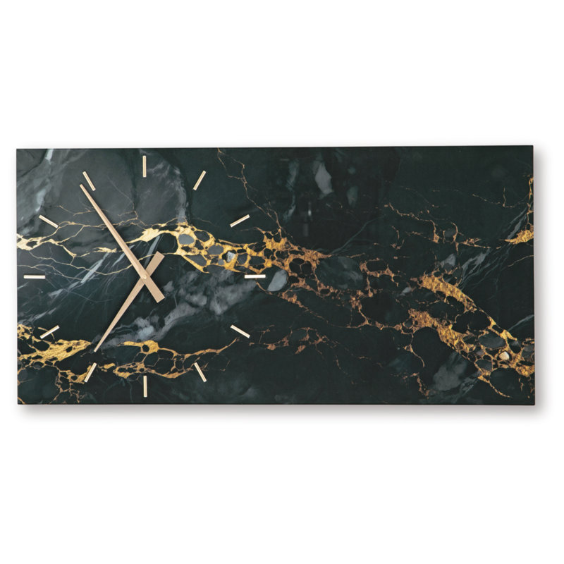 Teague Wall Clock, Black/Gold