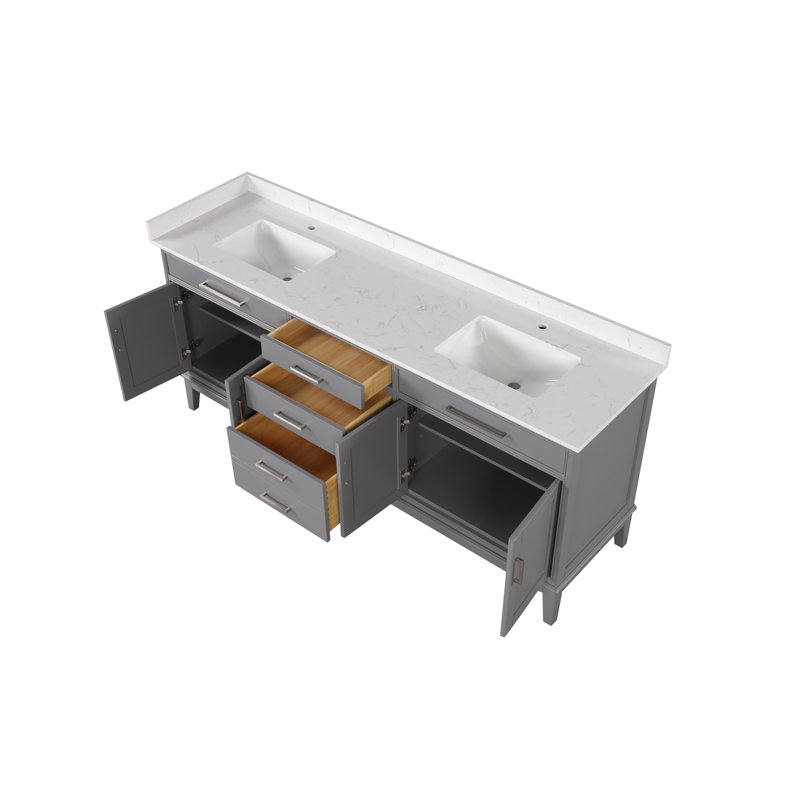 Double Sink Bathroom Vanity-Gray