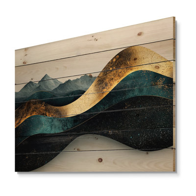 Horizon de solitude Minimal Mountains - paysage abstrait en bois, décoration murale - sur bois de pin naturel