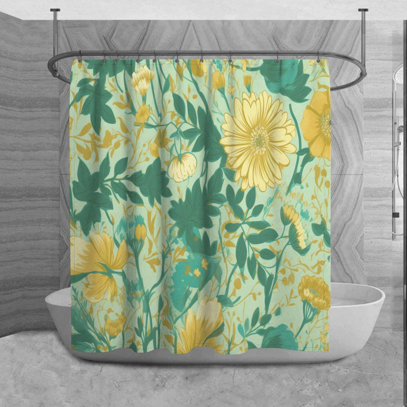 Rideau de douche à motif floral Latérala, H 93 po x l 70 po