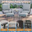Ensemble bistro 5 pièces pour l'extérieur avec chaises berçantes pivotantes, repose-pieds et table basse-1261141488