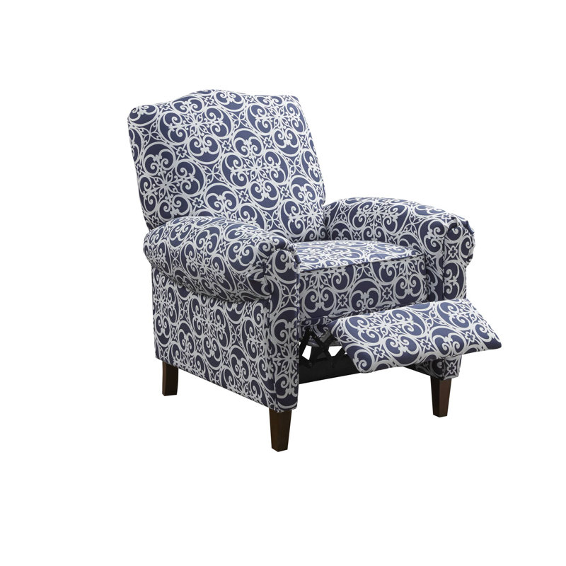 Kirby Push Back Recliner, Blue/White