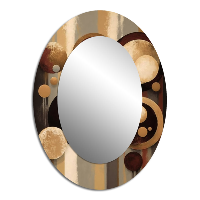 Aged Barrel Universes VI - Grand miroir mural ovale sur métal, 40 po x 30 po