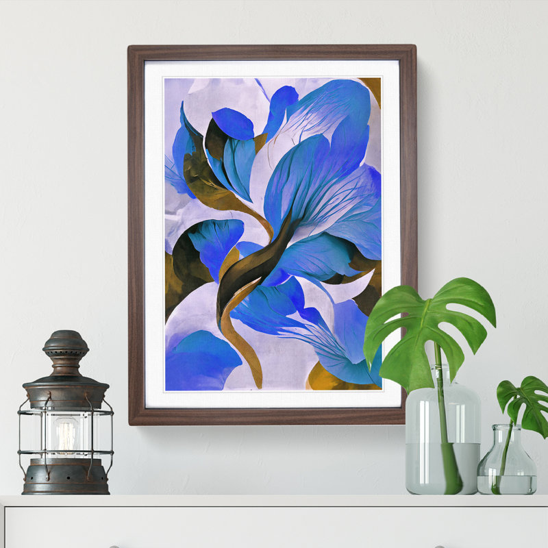 Flower - Single Picture Frame Print, 64cm H x 46cm W x 2cm D, Walnut