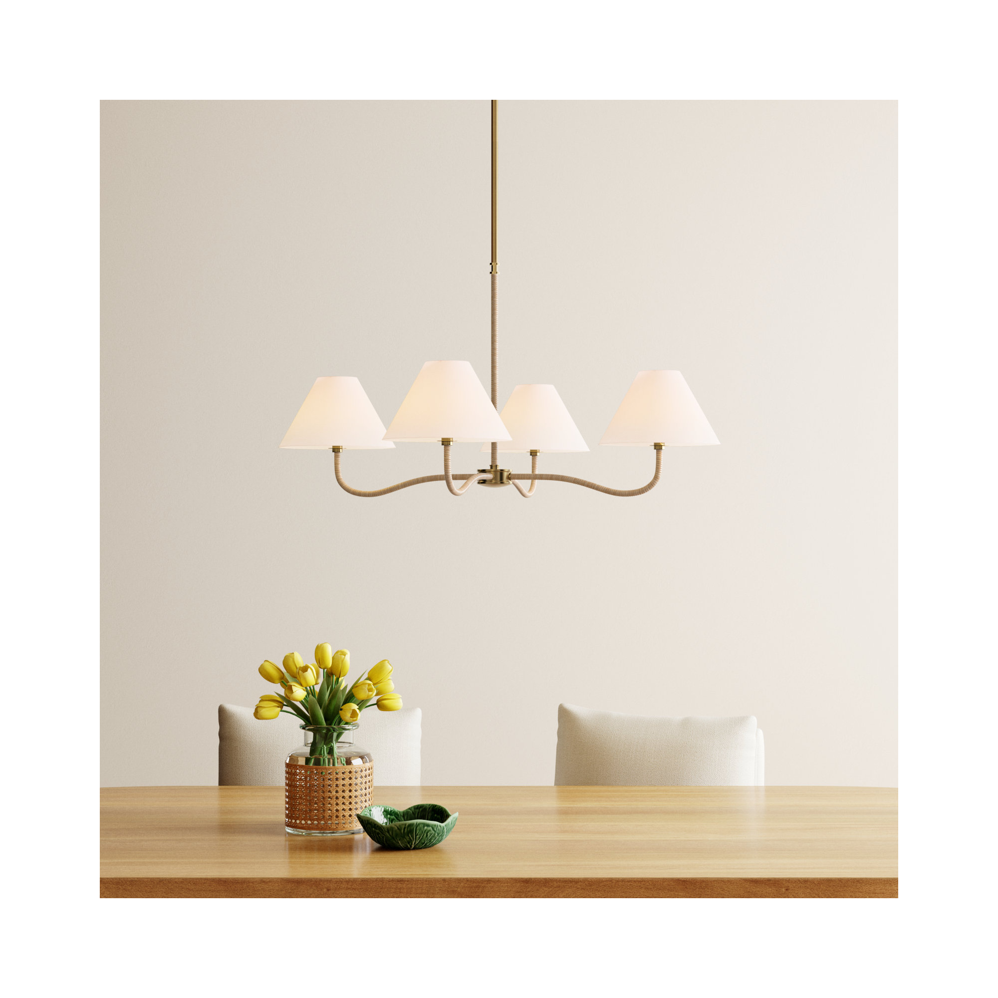 Glinda Large Chandelier, 4 Lights, 18.5"H x 35"W x 35"D