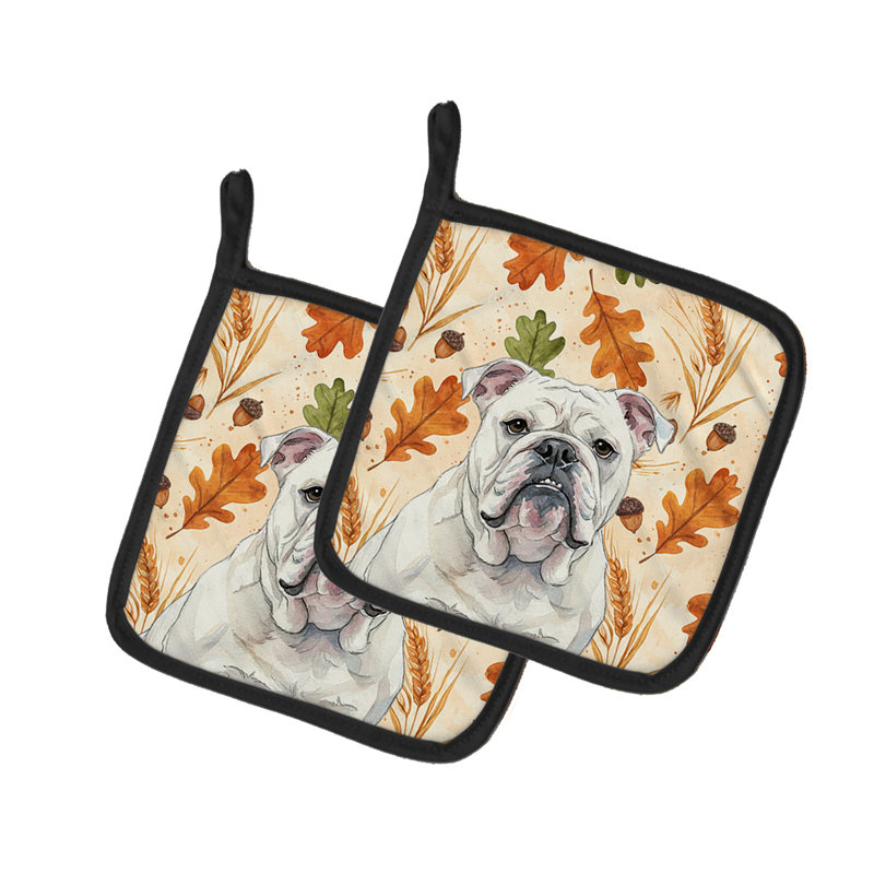 Paire de porte-casseroles blancs à bouledogue anglais héritage