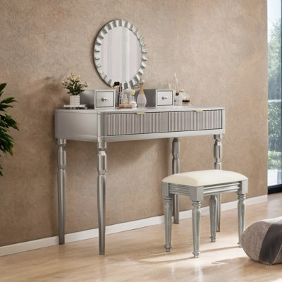 Airon Makeup Vanity Desk with Mirror And Stool Height-Adjustable