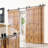 Homacer Black Rustic Single Track Bypass Sliding Barn Door Hardware Kit, For Three Doors, 9Ft Long Flat Track, Classic Design Roller,  (2 Flat+ 1 Bent Roller Set)-66378550