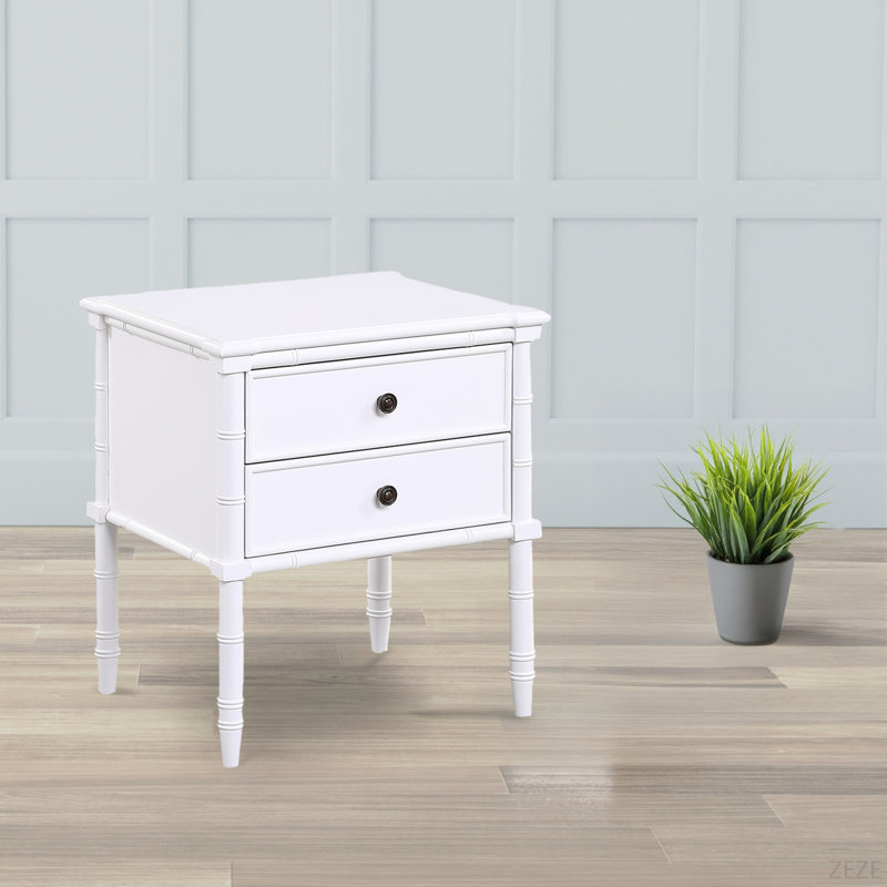 Table de chevet 2 tiroirs - Blanc, Blanc