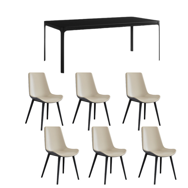Ensemble de table de salle à manger Simple Rock Plate., 7, 29.53"H x 62.99"L x 31.5"W