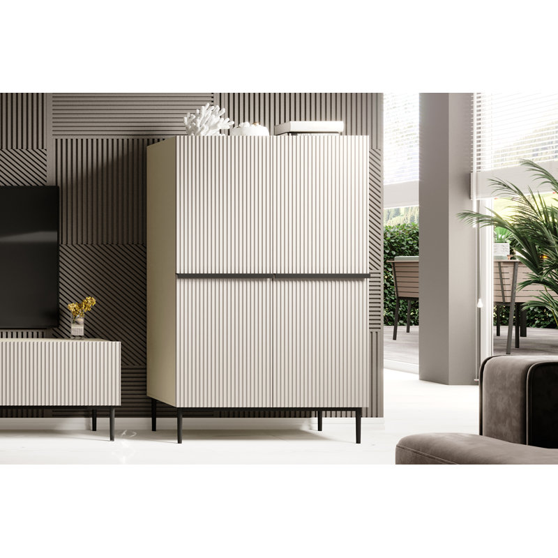 Alessja 2 Door Manufactured Wood Wardrobe, Cream/Black
