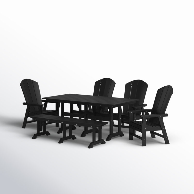 Ensemble de salle à manger rectangulaire pour 6 personnes 71 po Laguna, Noir