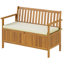 Banc d'extérieur avec compartiment de rangement, banc de patio en bois d'acacia avec coussin, siège de jardin de 111 cm, mobilier de patio 2 places pour balcon de parc, teck