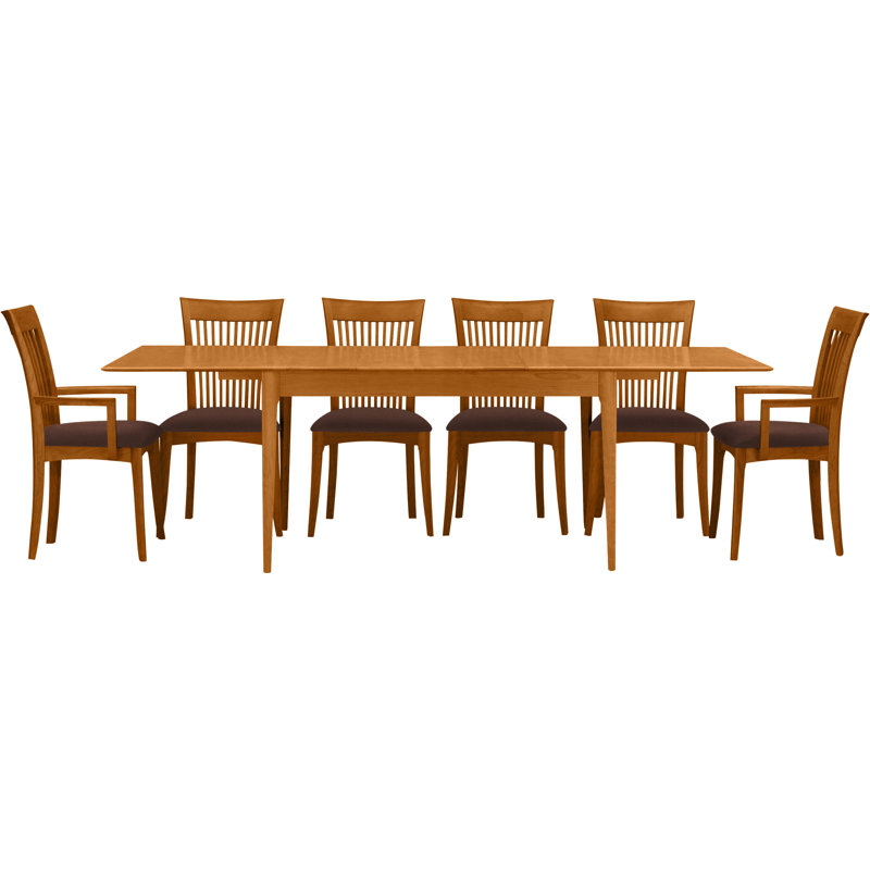 Sarah 7 - Piece Extendable Dining Set, Autumn Cherry, Coffee Leather