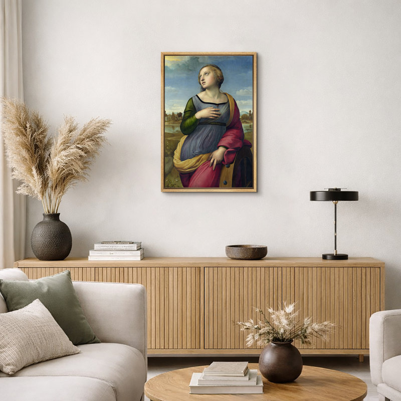 «Saint Catherine Portrait Art», art féminin de la Renaissance, reproduction d'art sur toile encadrée, Natural Floater Frame