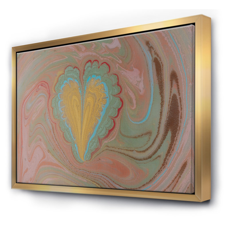 Marbré fleur de cœur - reproduction d'art sur toile, H 30 po x l 40 po x P 1,5 po, Toile avec cadre doré