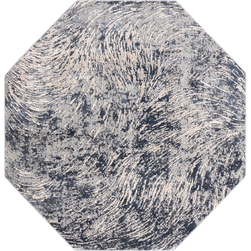 Tapis contemporain Araceli couleur bord de mer, Octogone 7 pi