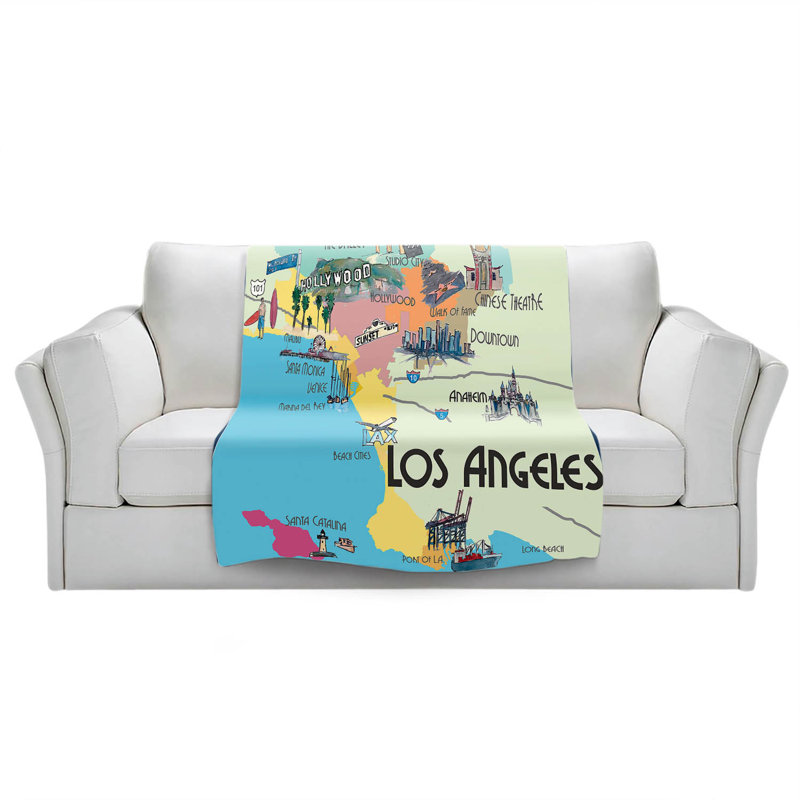 Couverture touristique Los Angeles perdue, 51 po x 60 po