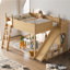 Grand lit mezzanine avec tablettes de rangement et garde-robe, lits mezzanine en bois massif avec glissières et échelles amovibles, aucune boîte à ressorts nécessaire (protection par brevet)-2067236609