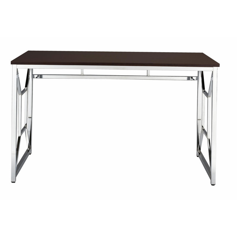 Bureau de travail en panneau de fibres à densité moyenne / chrome, brun