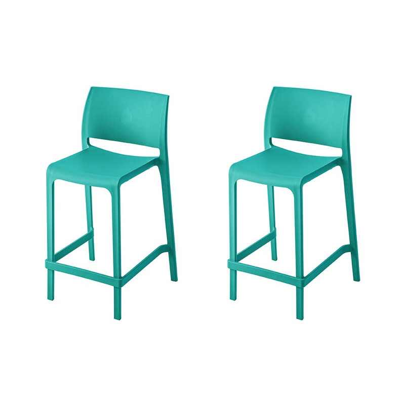 Sensilla Stackable Low Back Counter Stool, Turkish Blue