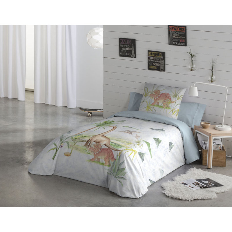 Ensemble de housse de couette en coton 2 pièces Dinosaur Twin (l 66 po x L 86 po)