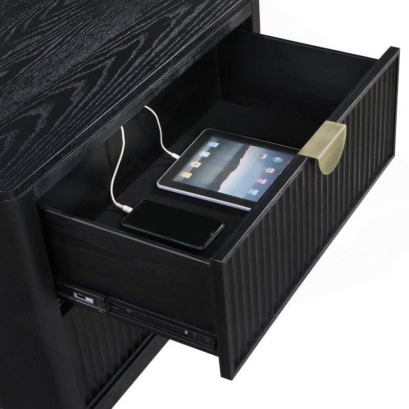 Mason Black 2-Drawer Nightstand