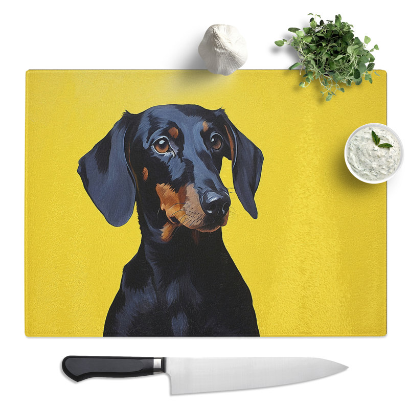 Dachshund Minimalism  Glass Chopping Board