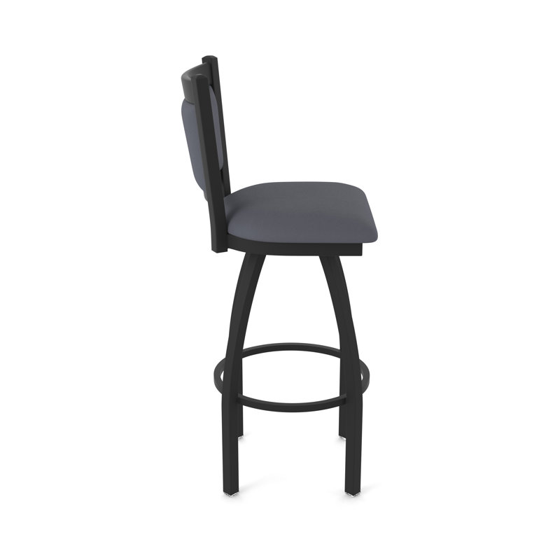 Tabouret pivotant Hadleigh, Noir froissé, Vinyle - tempête Canter, Tabouret de bar (siège d’une hauteur de 30 po)