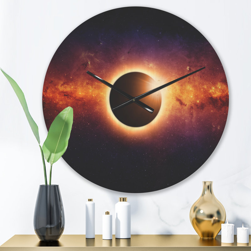Full Eclipse View - Horloge murale moderne en bois, Petit