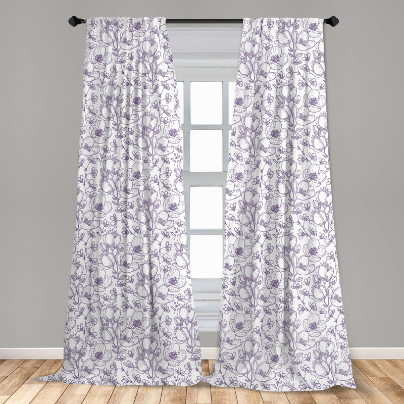 Floral Semi-Sheer Rod Pocket Curtain Panels, 28" x 84"