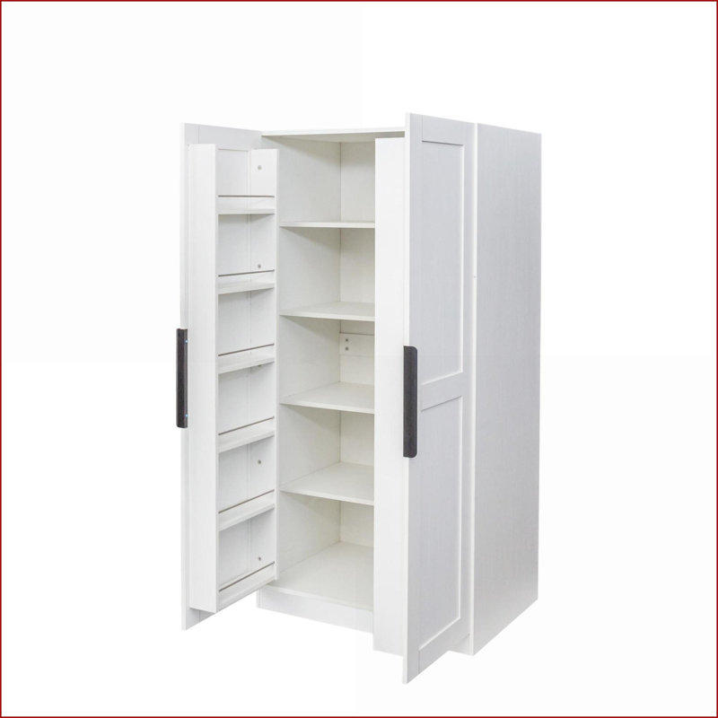 Cabinets, 62.99in Off-White Freestanding Kitchen Pantry with Doors &amp; Shelves | Minimalist | MDF
