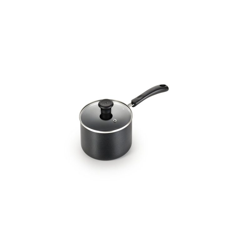 T-fal Essentials Nonstick Sauce Pan With Lid, 3 Quart, Black