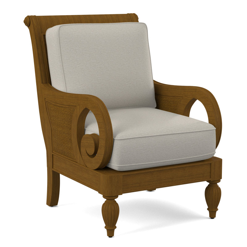 Fauteuil d'appoint Grandview, Tissu performance blanc 0851-94, Finition Havane