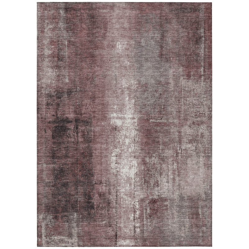 Machine Washable Indoor/Outdoor Xhevrie Blush Rug, Rectangle 3' x 5'