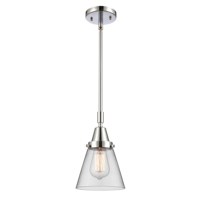 Luminaire suspendu conique 1 lumière Ashwath, Transparent, H 42,12 po x l 6 po x P 6 po, Chrome poli