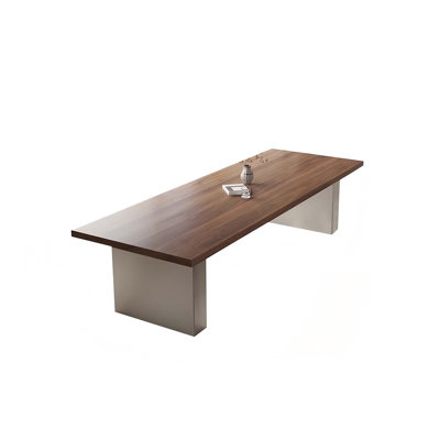 110.24"Minimalist Brown Pine Long Rectangular Conference Table