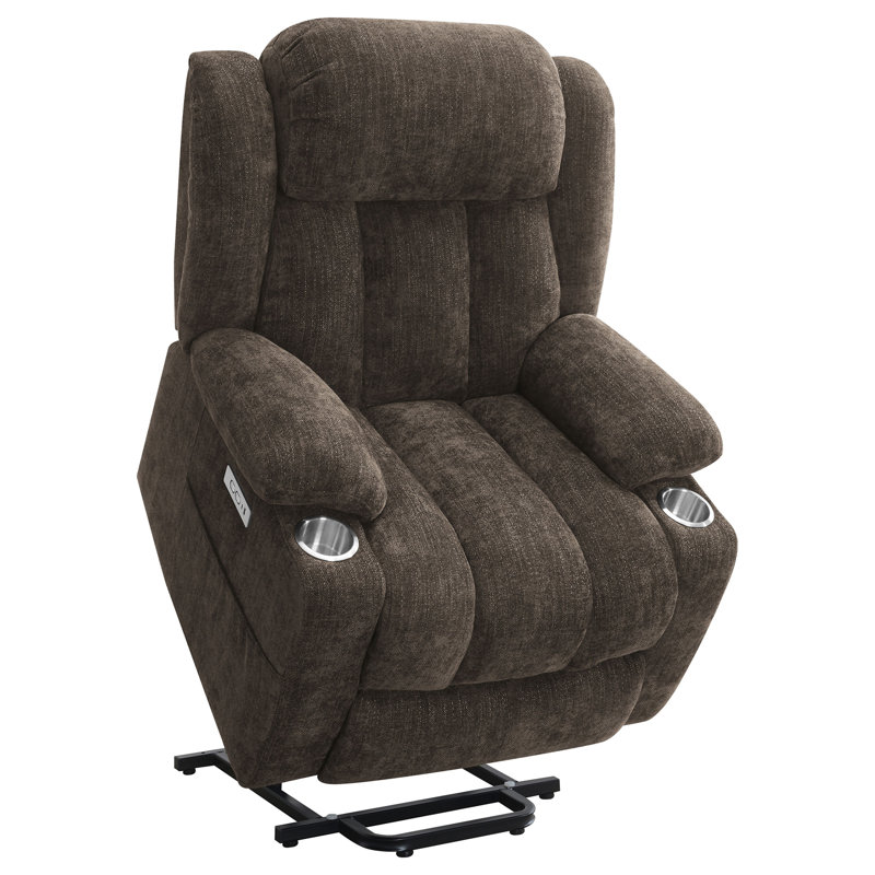 Beca Dark Brown Upholstered Power Lift Recliner Chair, Dark Brown