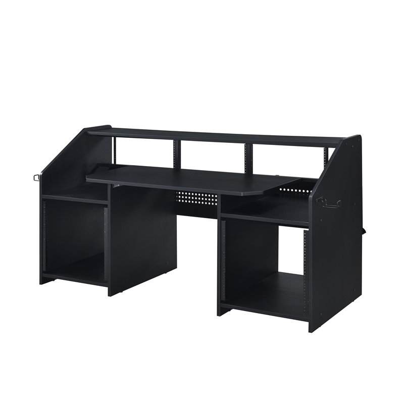 Bureau de musique moderne avec support d'écouteurs Bureau de bureau à domicile Bureau en bois Bureau d'étude moderne, Noir