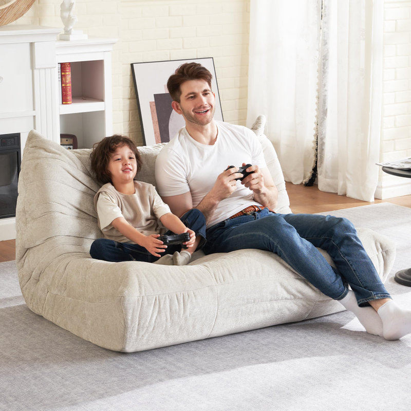  Bean Bag Chair, Giant Bean Bag Chairs For Adults, Loveseat Fireside Chair, 2 Seater Lazy Bean Bag Sofa Memory Foam Couch For Living Room, Bedroom, Office
