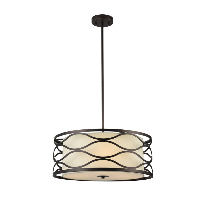 Plafonnier semi-encastré tambour 3 lumières unique Rafia, H 73,5 po x l 20 po x P 20 po